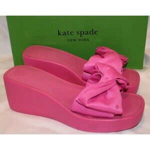 NIB Kate Spade New York Women's‎ Bikini Wedge Platform Bow Sandals PINK